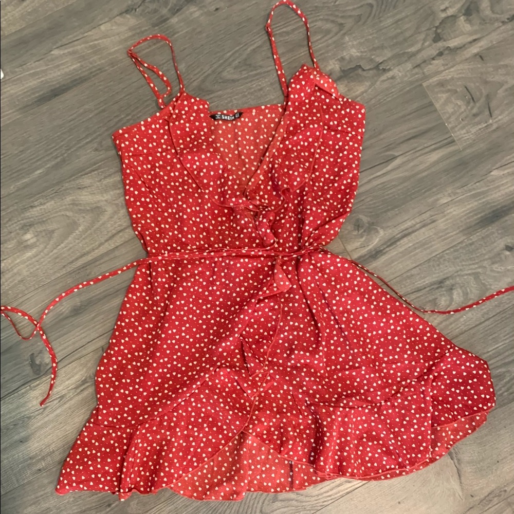 Heart Print Wrap Dress